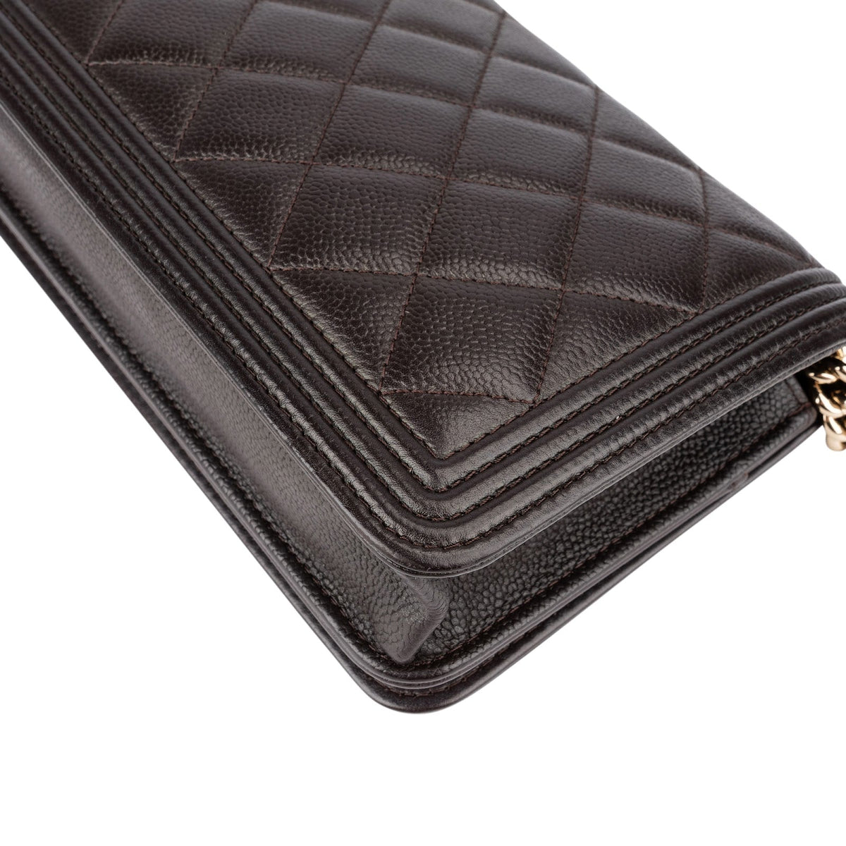 Chanel Quilted Caviar Leather Boy Wallet On Chain Crossbody Bag