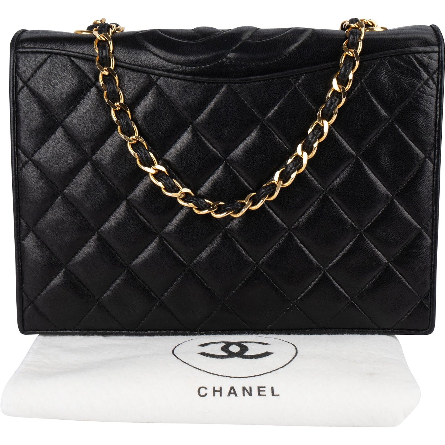 Chanel Quilted Lambskin CC Single Flap Shoulder Bag