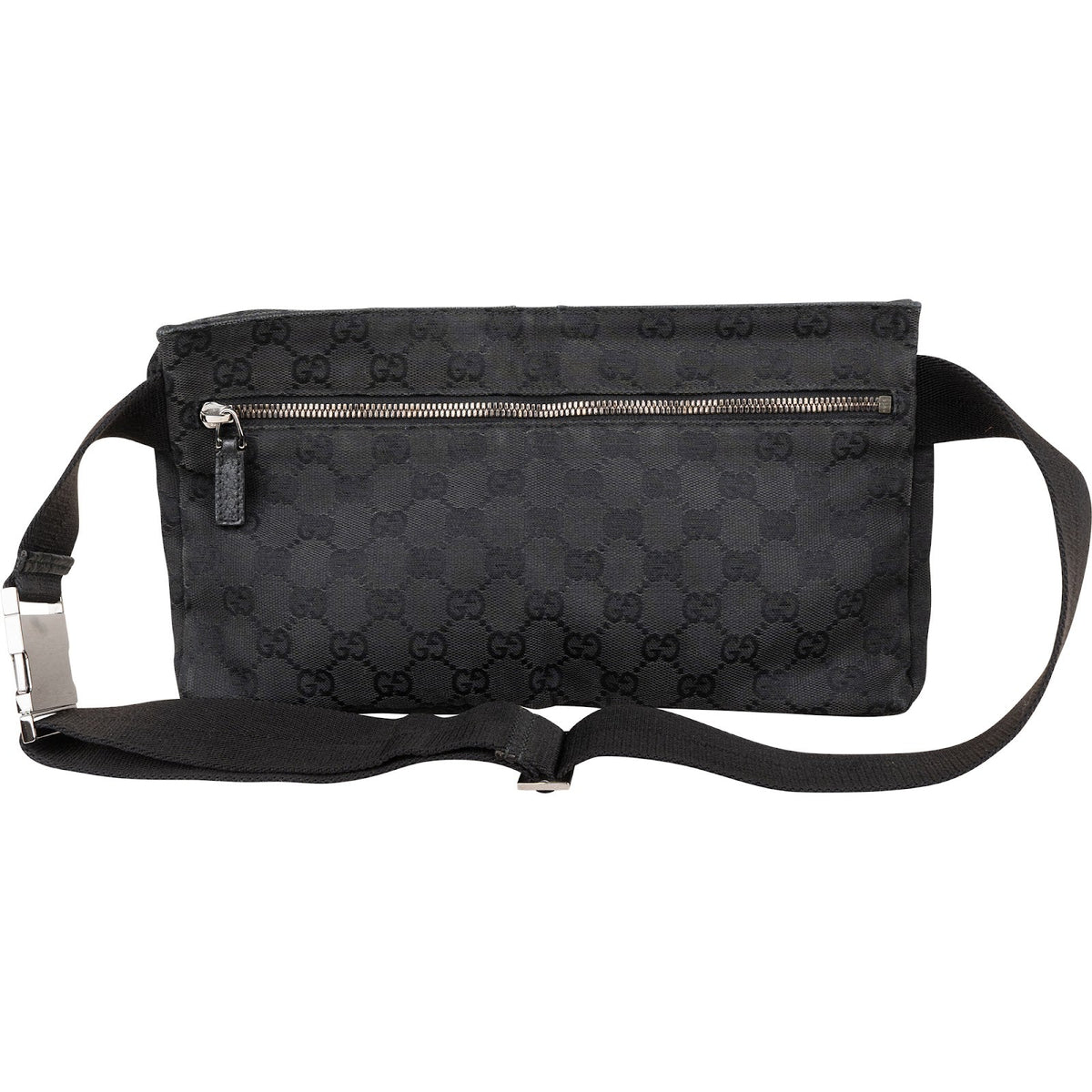 Gucci Black Monogram GG Canvas Belt Crossbody Bag