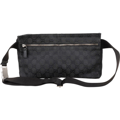 Gucci Black Monogram GG Canvas Belt Crossbody Bag