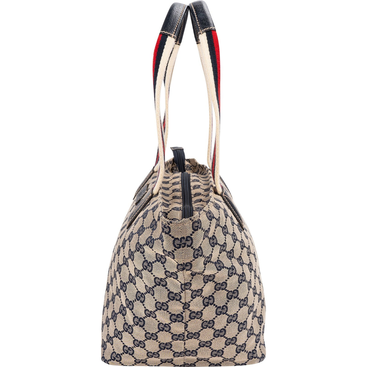 Gucci Plus Monogram GG Canvas Web Shopper Tote Handbag