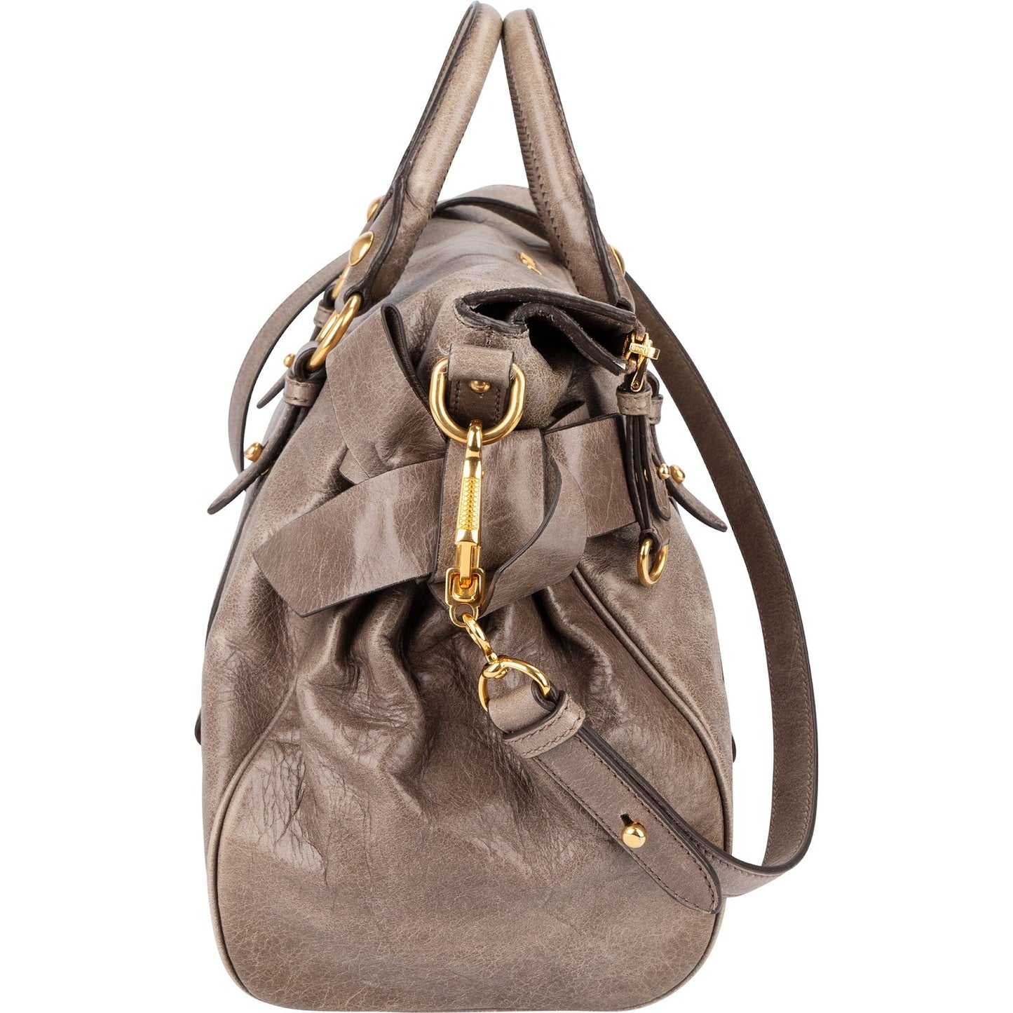 Miu Miu Vitello Lux Leather Bow Handbag