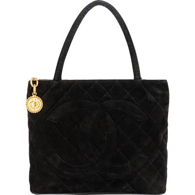 Chanel Quilted Suede Medallion Handbag