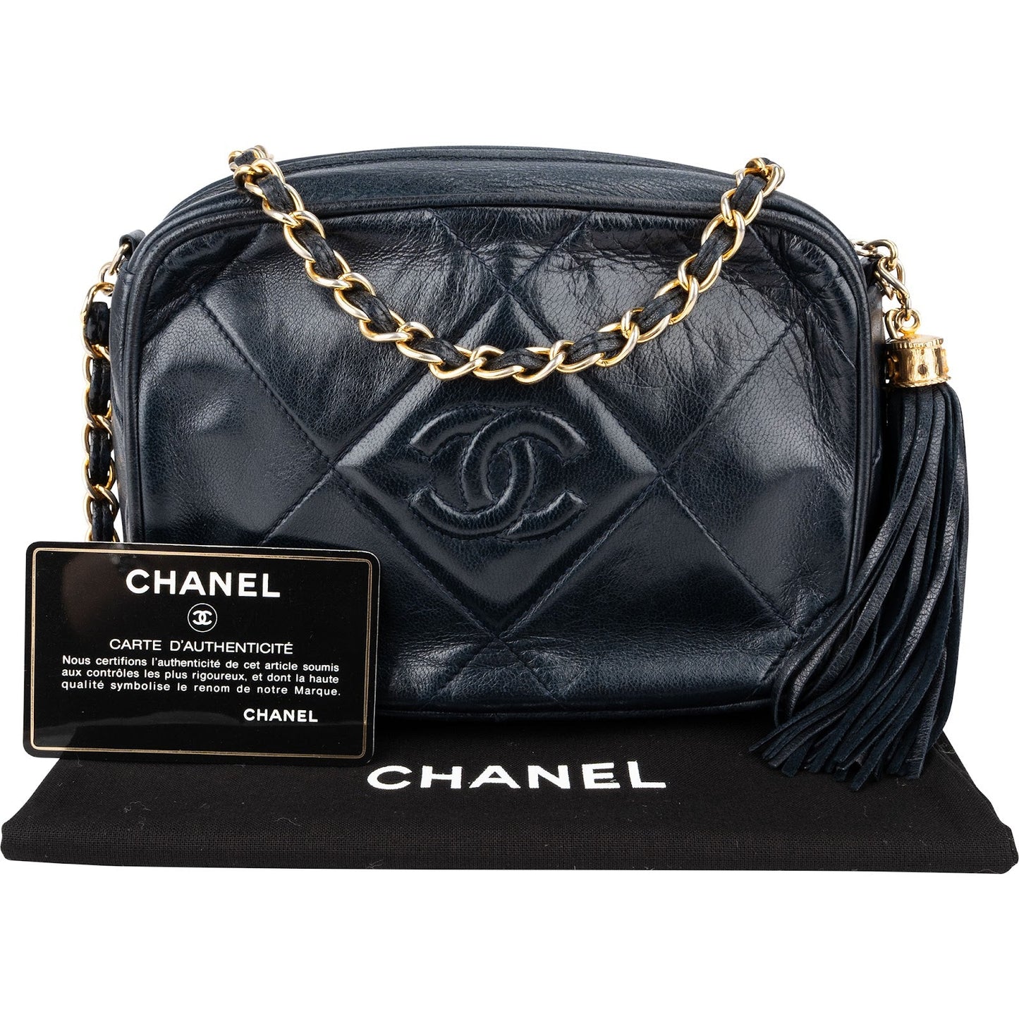 Chanel Quilted Lambskin Tassel Camera Crossbody Bag