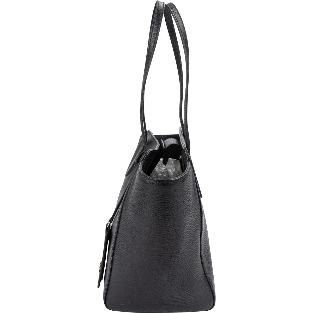 Gucci Black Grained Leather Swing Tote Shopper Shoulder Bag