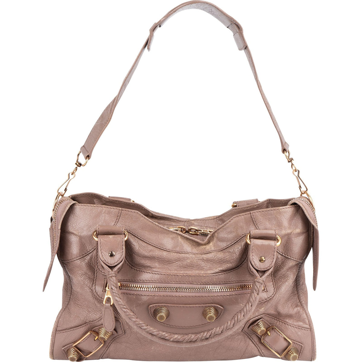 Balenciaga Mauve Leather City Handbag