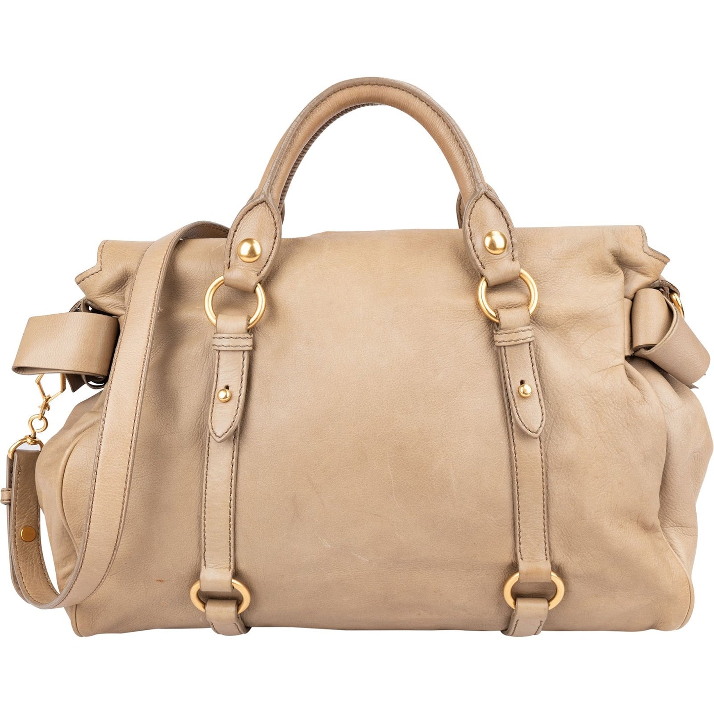 Miu Miu Vitello Lux Leather Bow Handbag