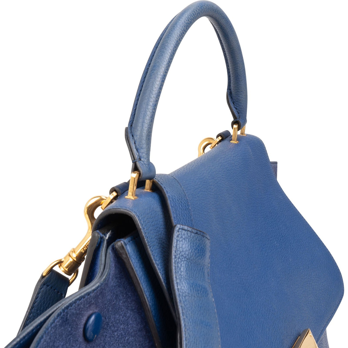Celine Trapeze aus blauem Wildleder und genarbtem Kalbsleder – Ansicht 3