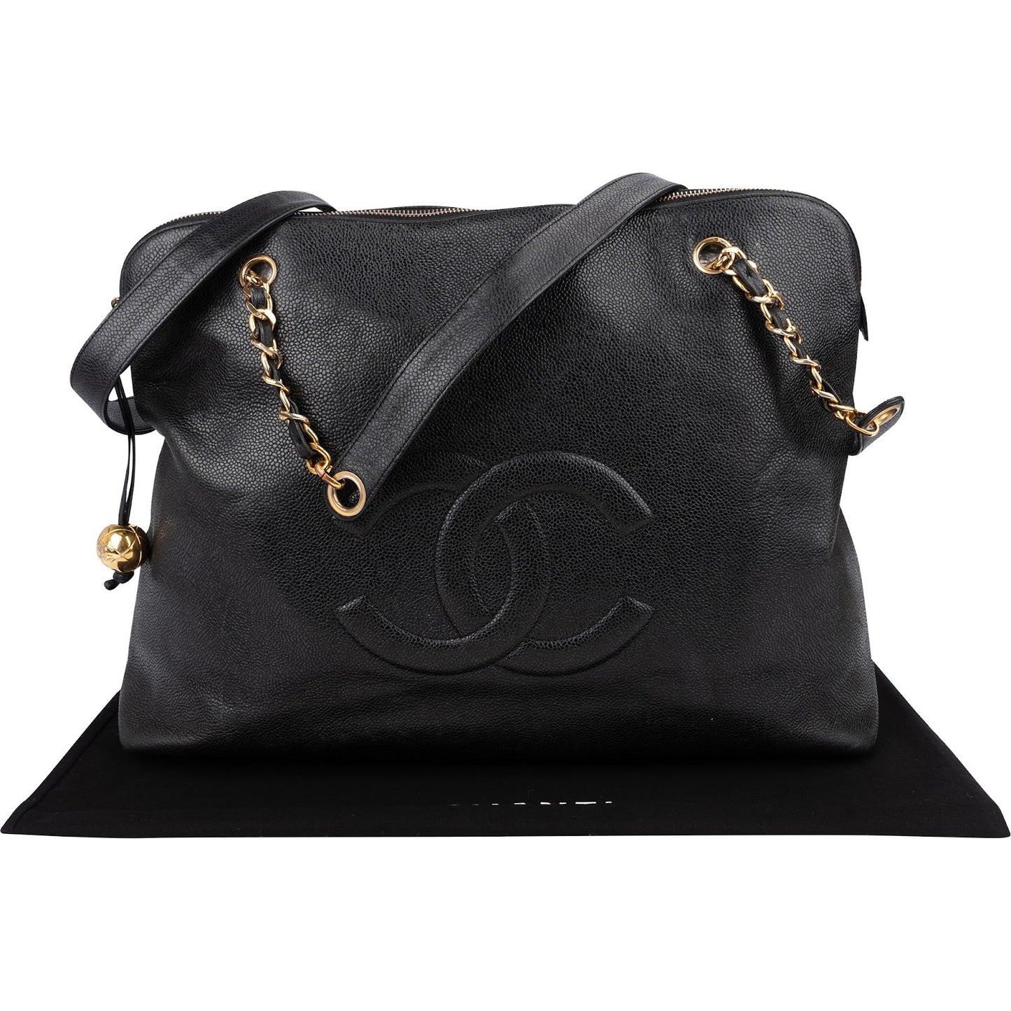 Chanel Caviar Leather CC Maxi Shopping Tote Shoulder Bag