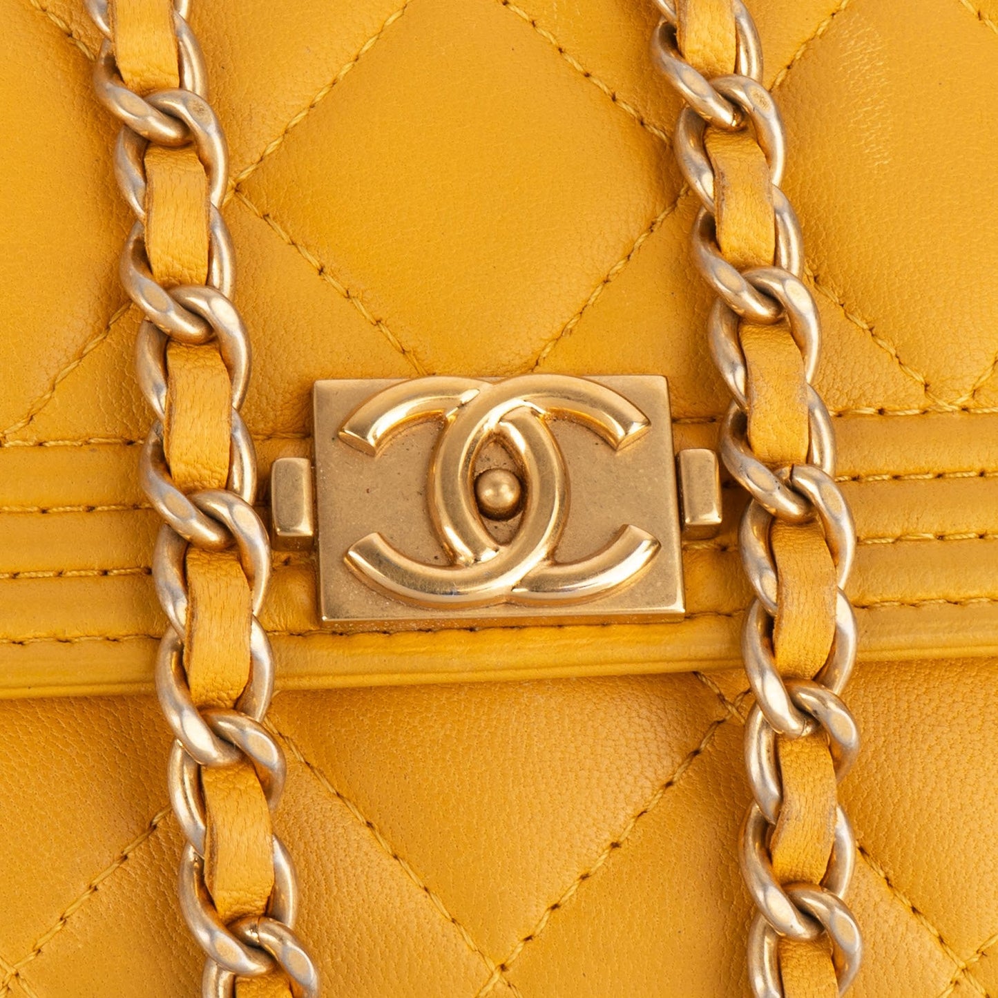 Chanel Quilted Lambskin Small Boy Wallet On Chain Crossbody Bag