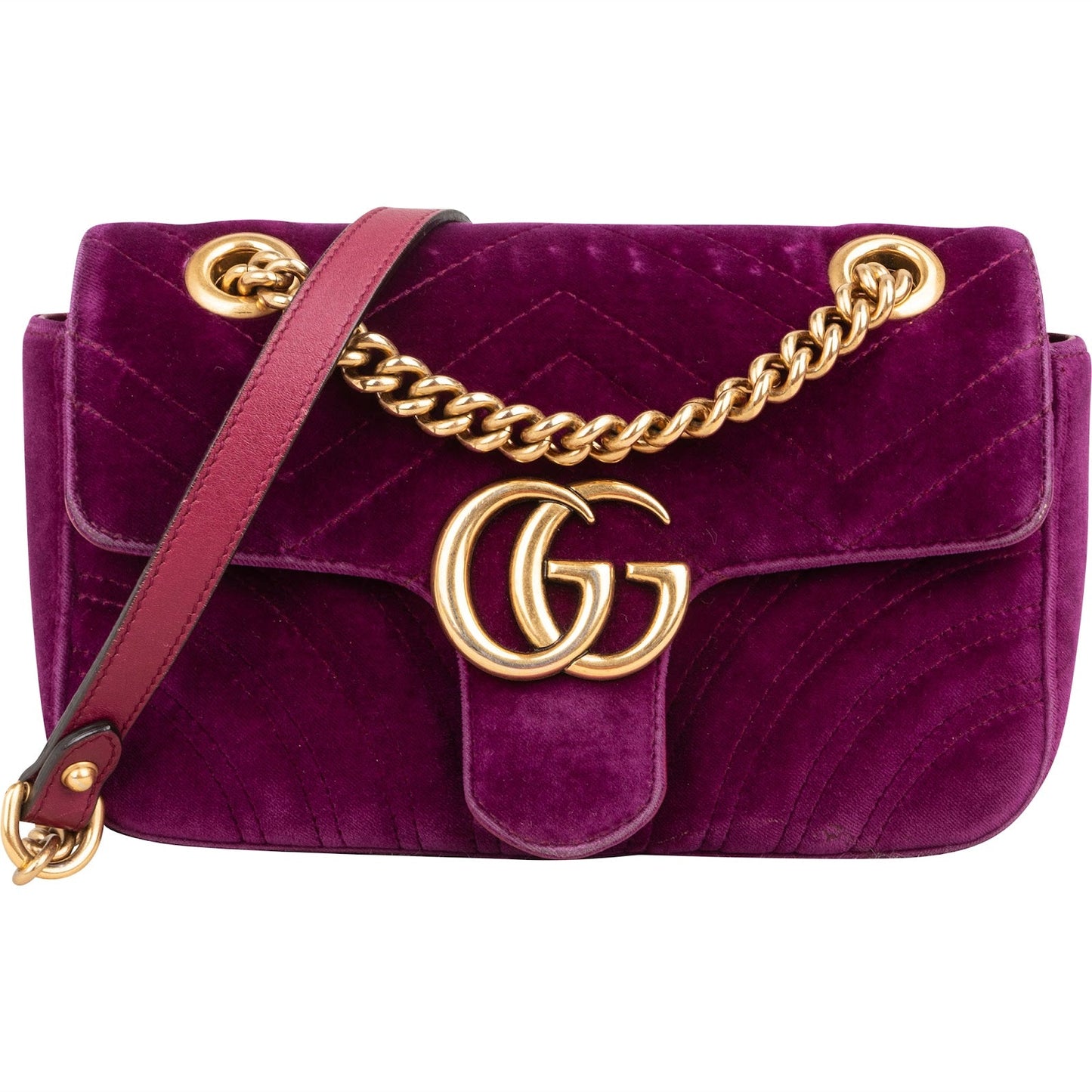 Gucci Velvet Matelassé GG Marmont Small Crossbody Bag