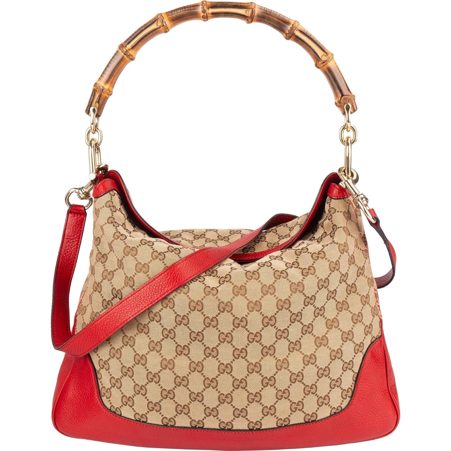 Gucci Monogram GG Bamboo Hobo Shoulder Bag