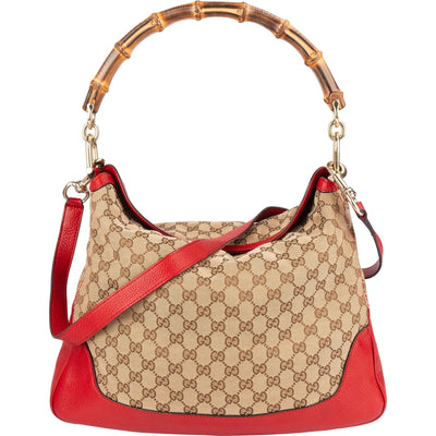 Gucci Monogram GG Bamboo Hobo Shoulder Bag