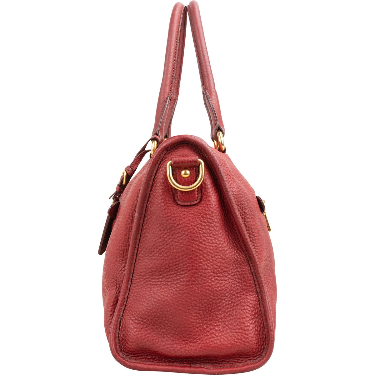 Prada Red Vitello Daino Leather Satchel City Handbag