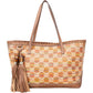 Gucci Monogram Multicolor Raffia and Leather GG Bamboo Tassel Tote Shoulder Bag
