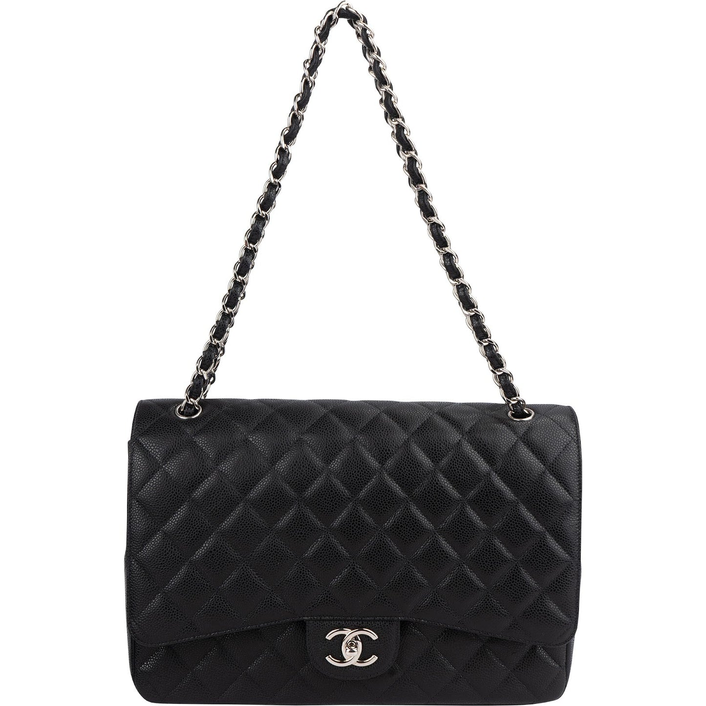 Chanel Quilted Caviar Leather Maxi Double Flap Crossbody Bag