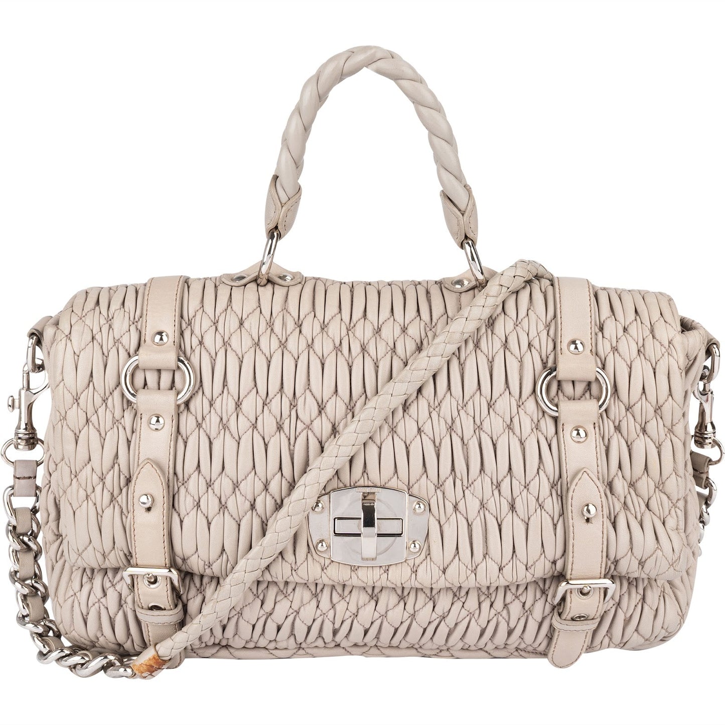 Miu Miu Quilted Leather Coffer Handbag
