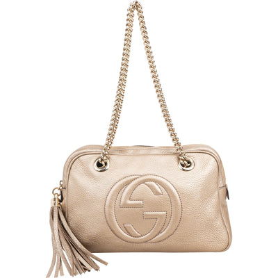 Gucci Metallic Leather Soho GG Shoulder  Bag