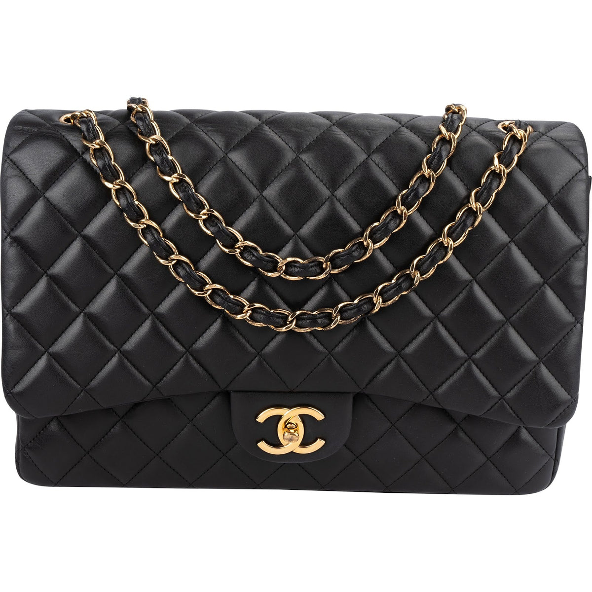 Chanel Quilted Lambskin Maxi Double Flap Crossbody Bag