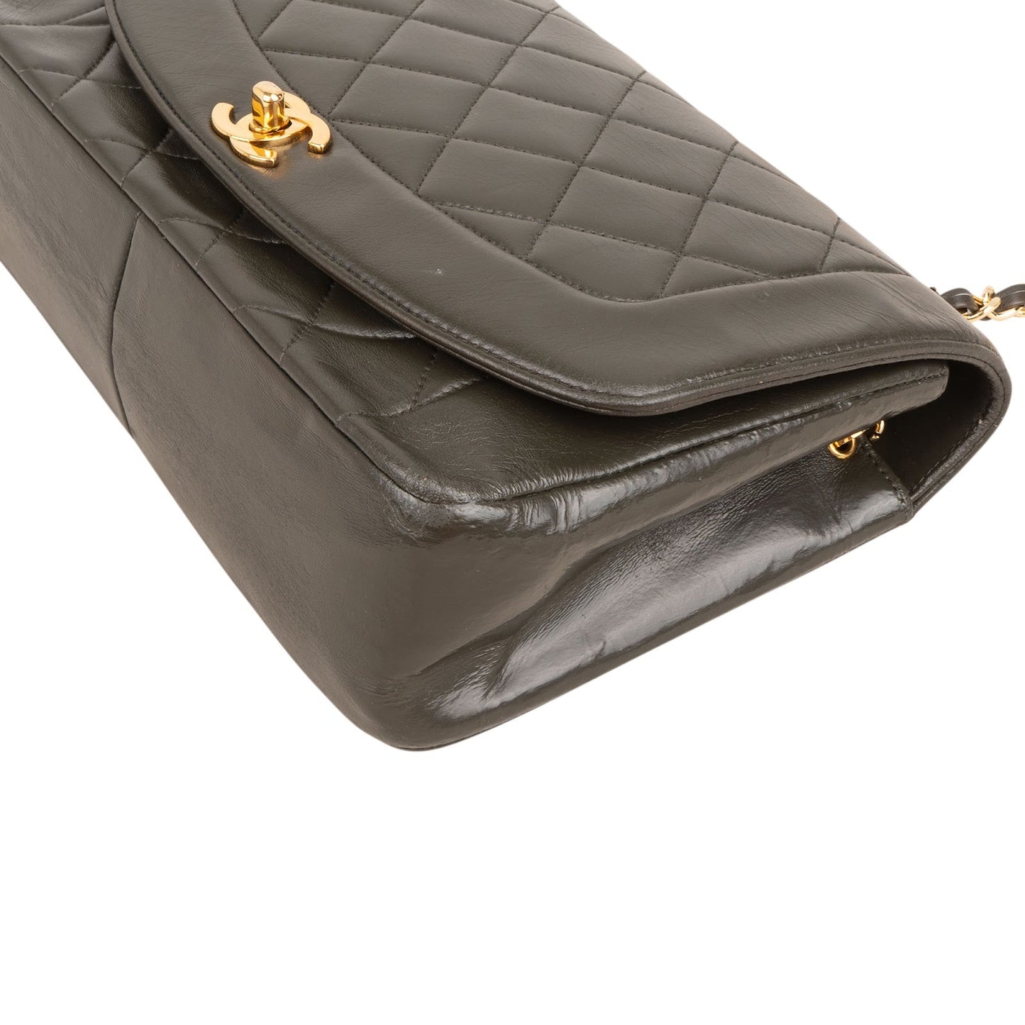 Chanel Quilted Lambskin 24K Gold Diana Single Flap Crossbody Bag