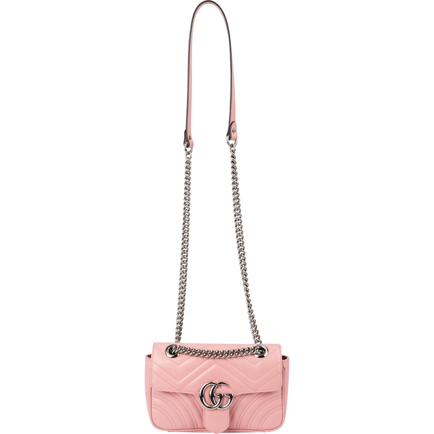 Gucci Pink Matelassé Leather GG Marmont Small Crossbody Bag