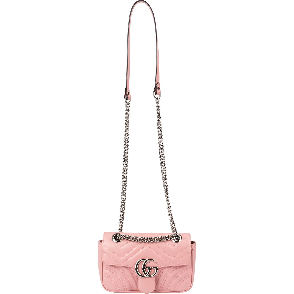Gucci Pink Matelassé Leather GG Marmont Small Crossbody Bag