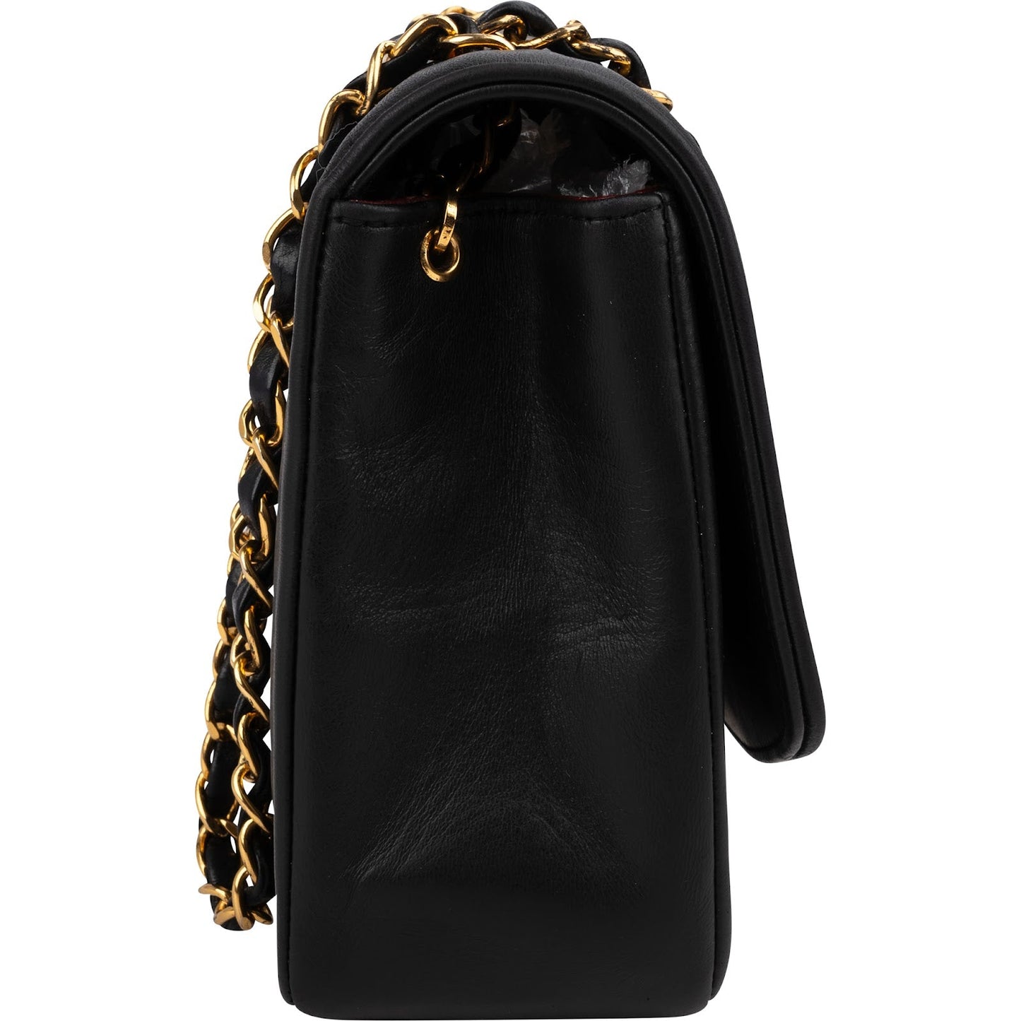 Chanel Quilted Lambskin 24K Gold Diana Single Flap Crossbody Bag