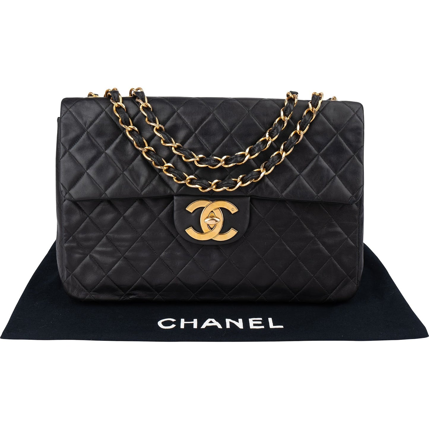 Chanel Quilted Lambskin 24K Gold Maxi Single Flap Crossbody Bag