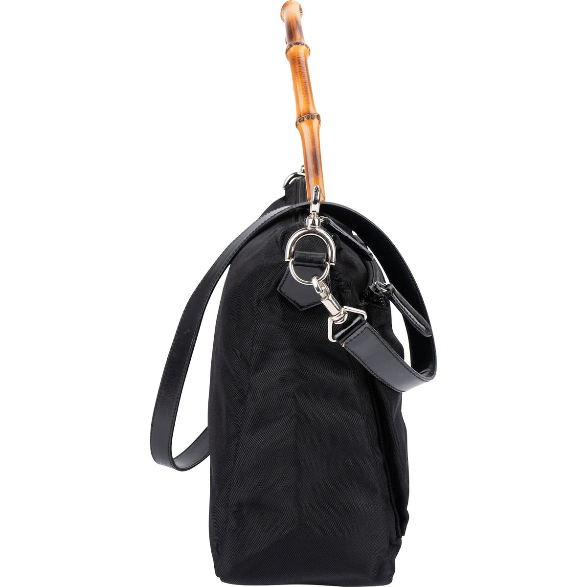 Gucci Nylon Bamboo Handle Shoulder Bag