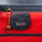 Gucci Navy Smooth Leather Bamboo Top Handle Bag Handbag