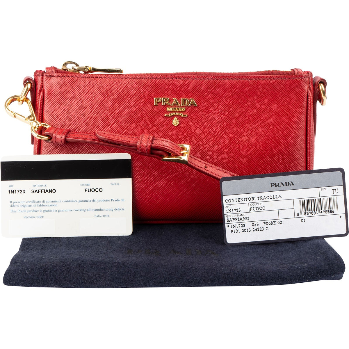 Prada Red Saffiano Leather Zip Mini Handbag