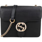 Gucci Black Leather Interlocking GG Crossbody Bag