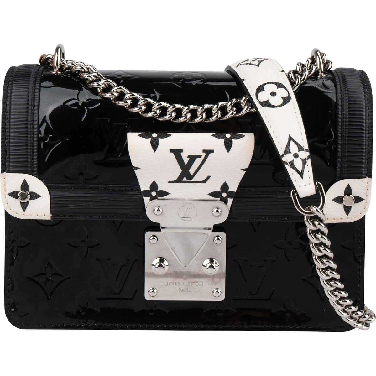 Louis Vuitton Monogram Canvas Black & White Vernis Leather Wynwood Trunk Crossbody Bag