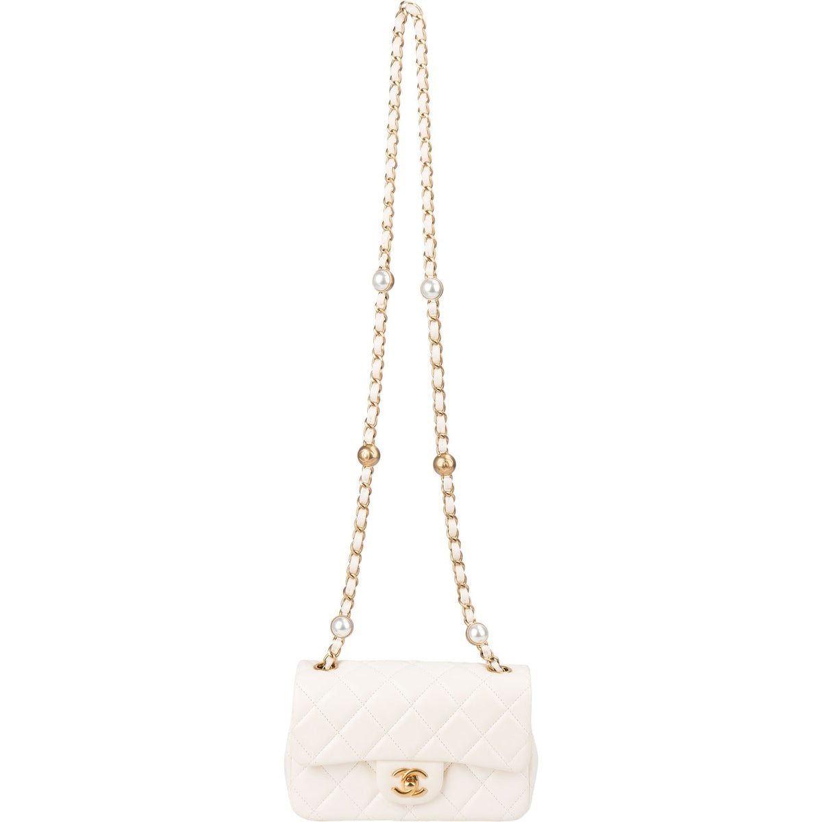 Chanel Quilted Lambskin Mini Rectangular Pearl Single Flap Crossbody Bag