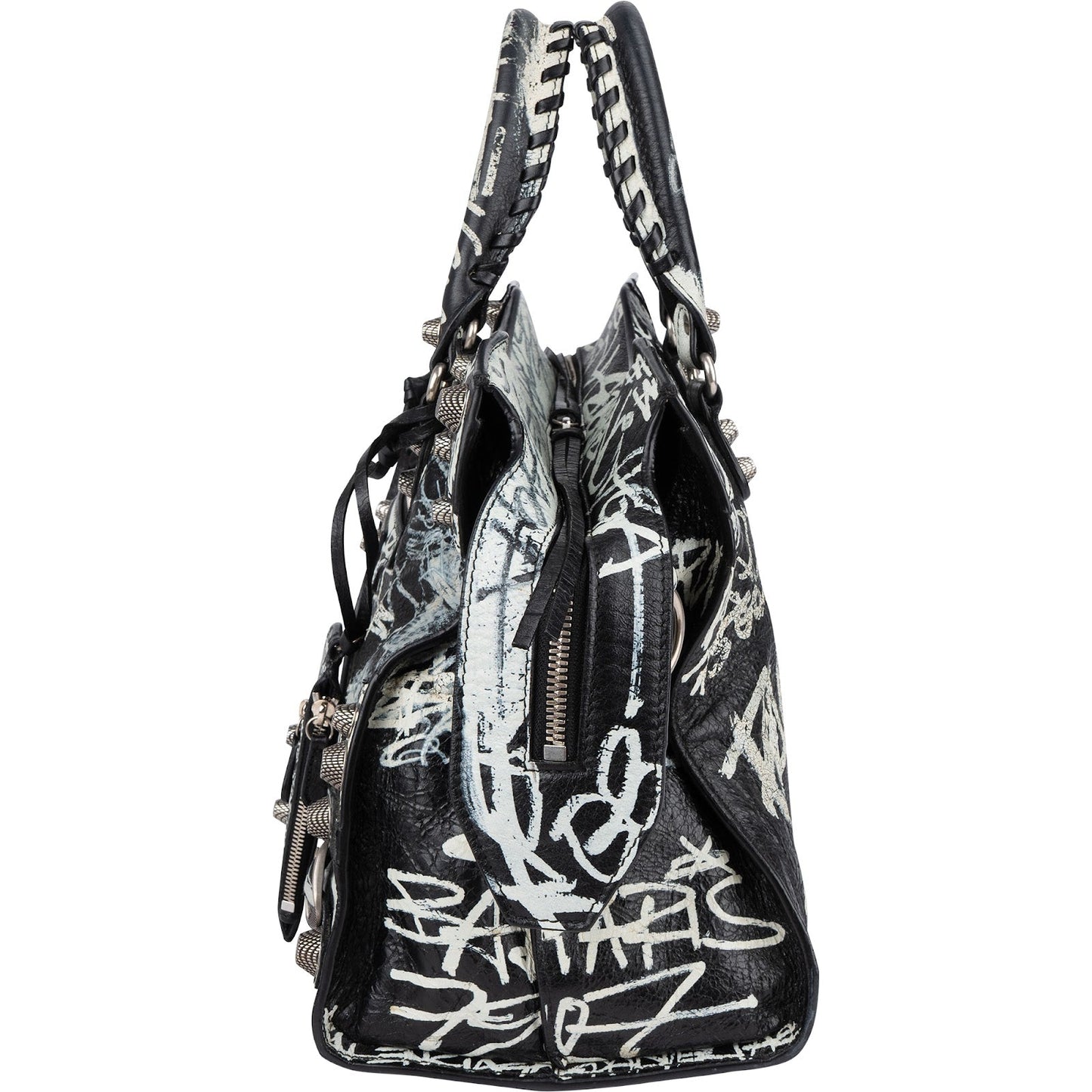 Balenciaga Graffiti Print Leather Neo Cagole City Handbag