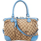 Gucci Monogram GG Blue Leather Sukey Handbag
