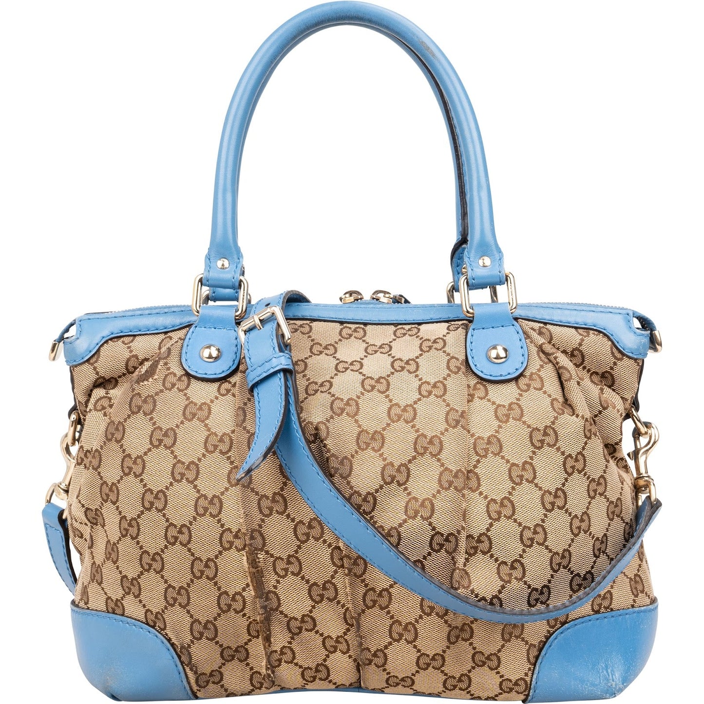 Gucci Monogram GG Blue Leather Sukey Handbag