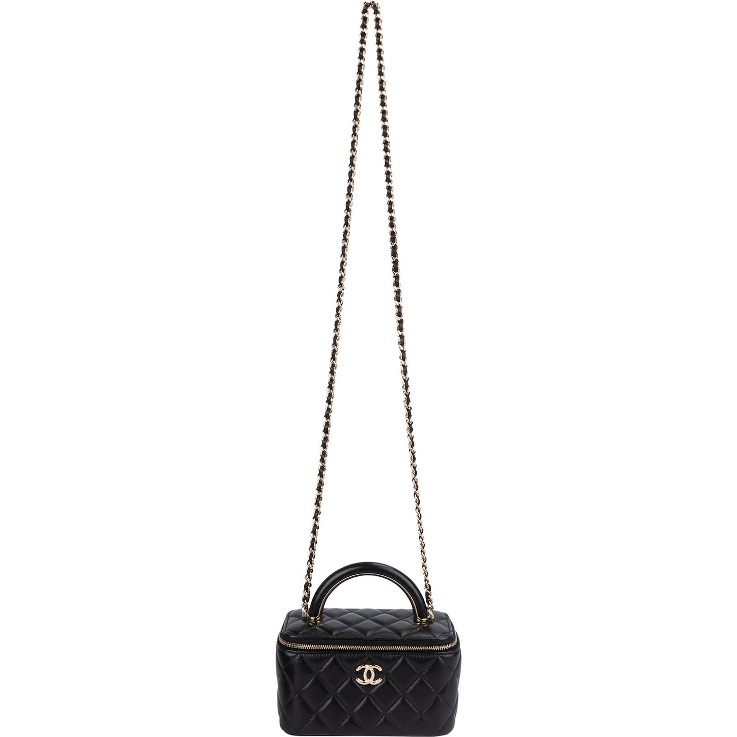 Chanel Quilted Lambskin Vanity Case Crossbody Handbag