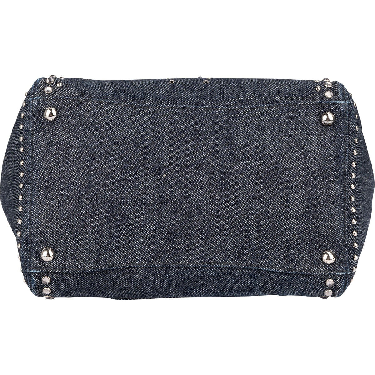 Prada Shopper aus perforiertem Denim mit Nieten – Ansicht 8