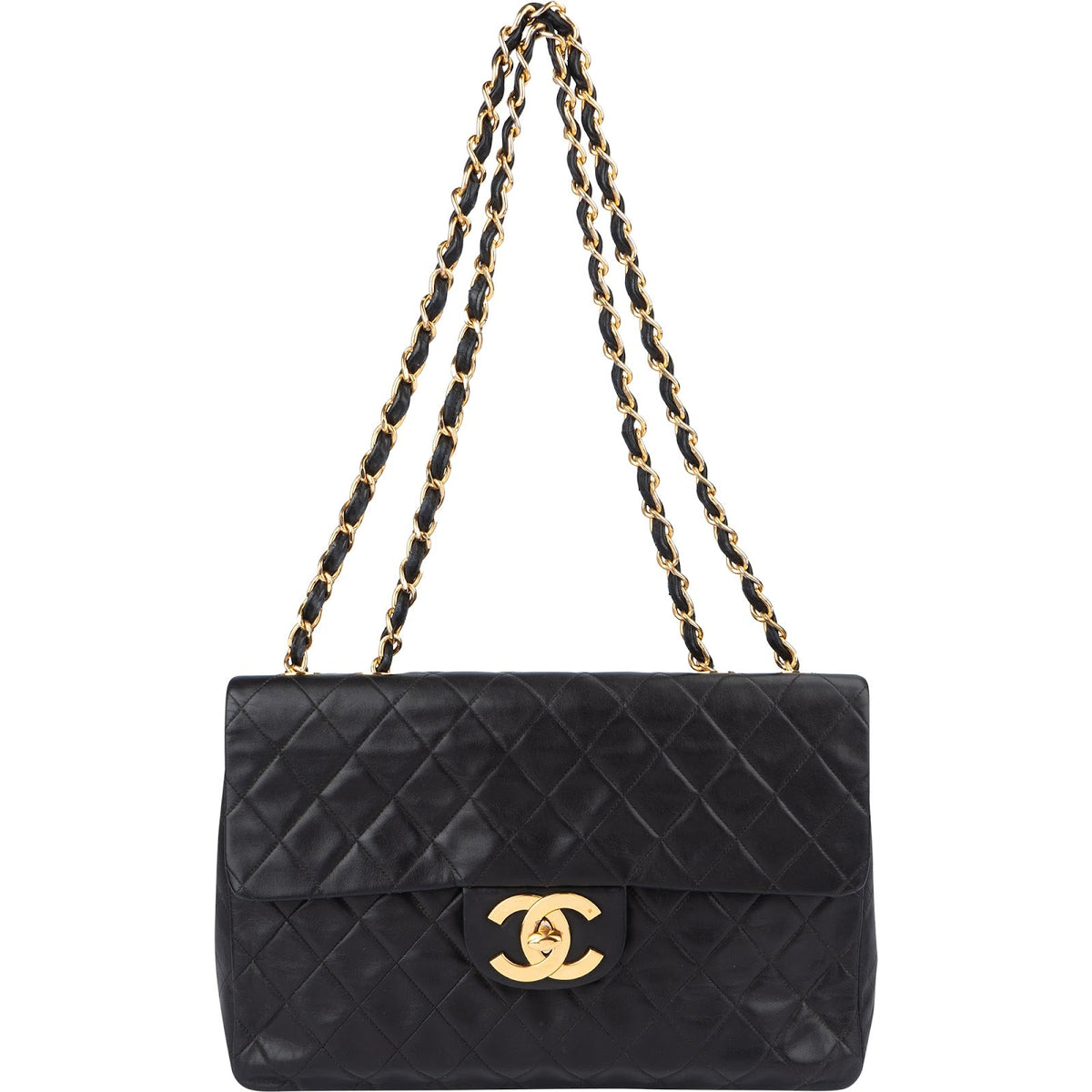 Chanel Quilted Lambskin 24K Gold Maxi Single Flap Crossbody Bag