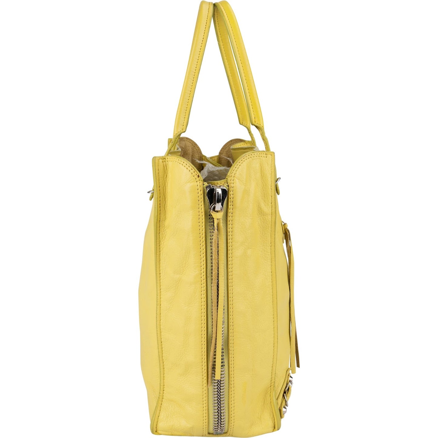 Balenciaga Leather Paper Look Side Zip Tote Handbag