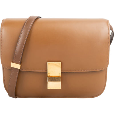 Celine Brown Calfskin Classic Box Crossbody Bag