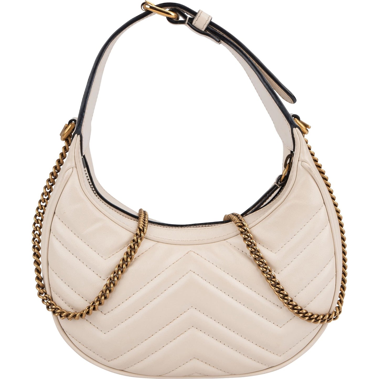 Gucci Quilted Leather GG Marmont Half-Moon Mini Shoulder Bag