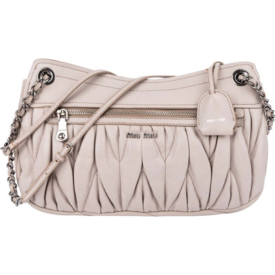 Miu Miu Grey Matelassé Nappa Leather Coffer Crossbody Bag