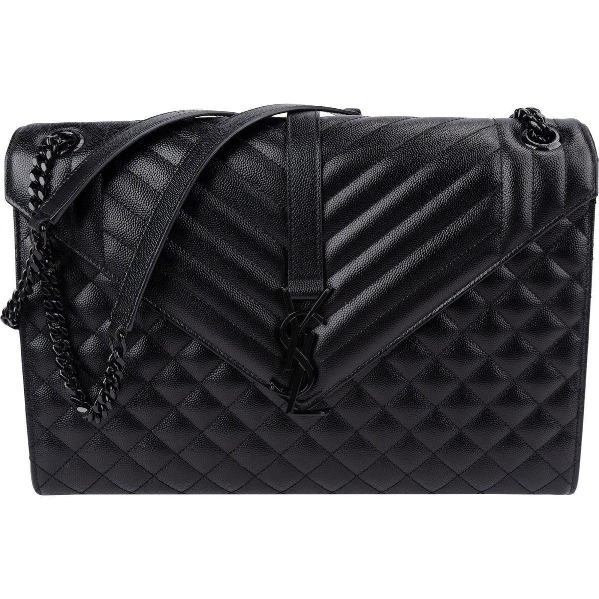 Saint Laurent Grain De Poudre Leather Large Envelope Crossbody Bag
