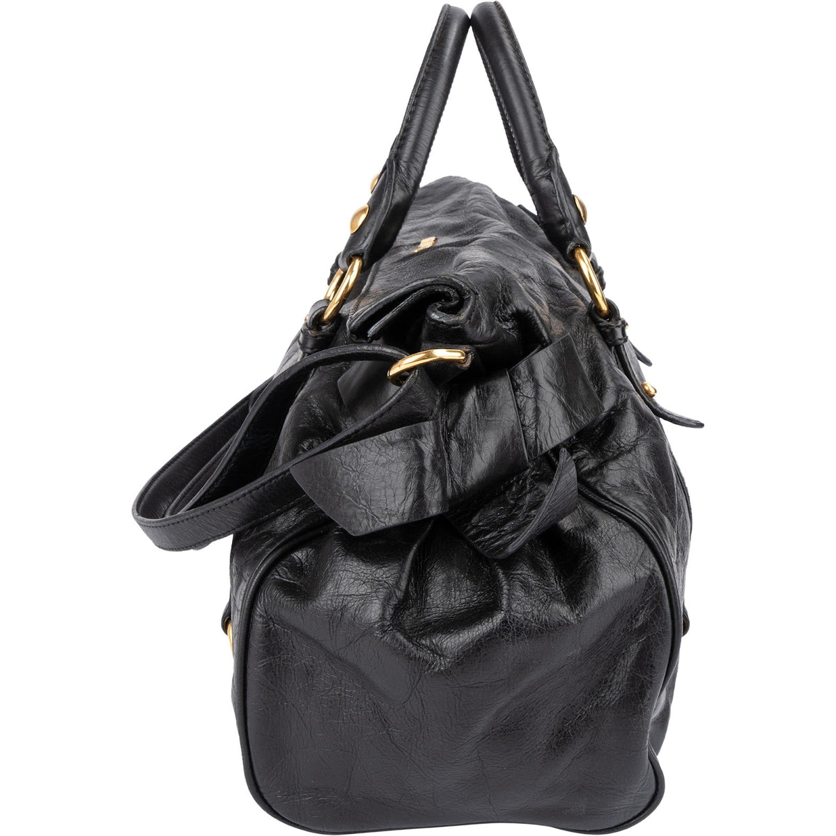 Miu Miu Vitello Lux Leather Bow Satchel Handbag