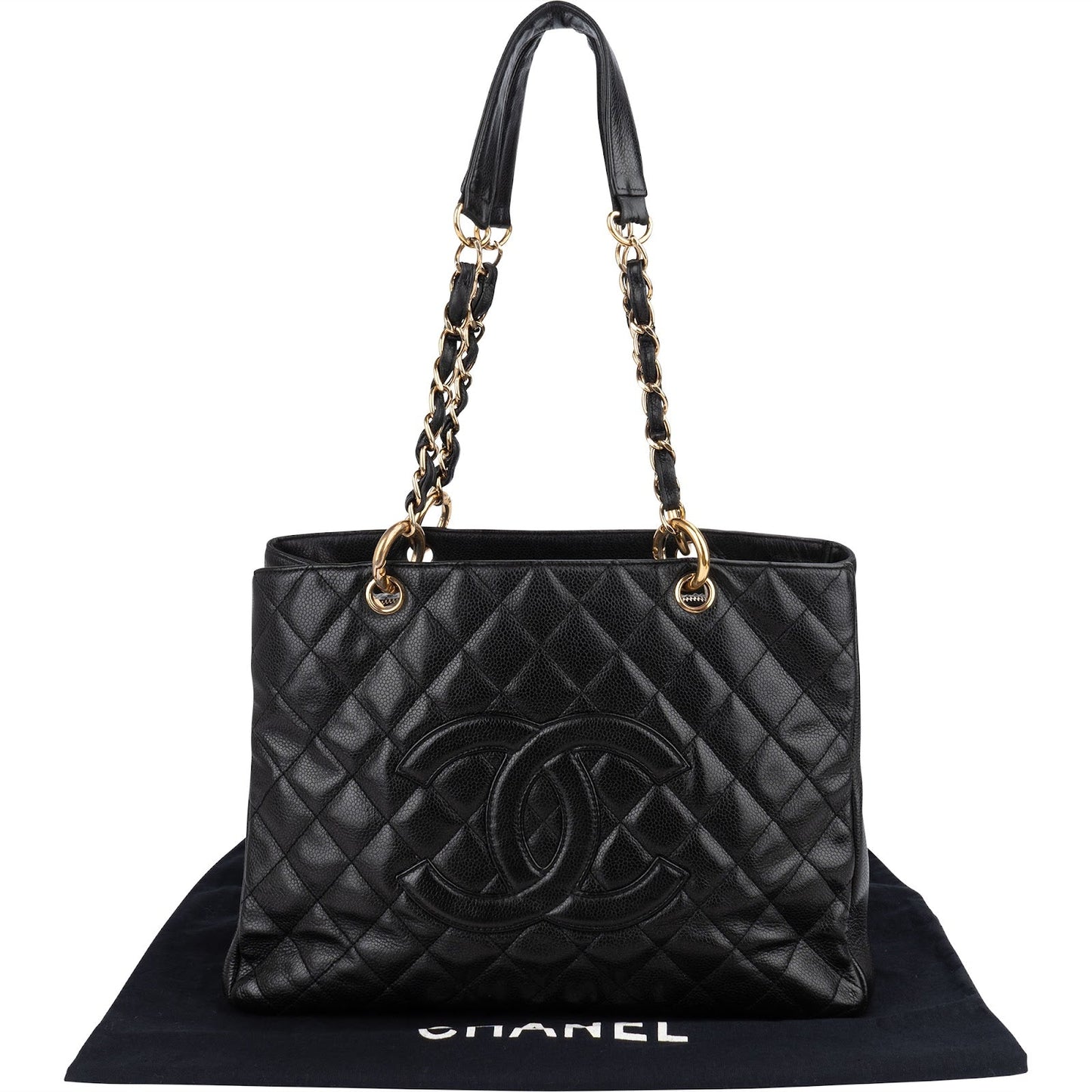 Chanel Quilted Caviar Leather Grand Shopping Tote Shoulder Bag