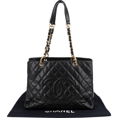 Chanel Quilted Caviar Leather Grand Shopping Tote Shoulder Bag