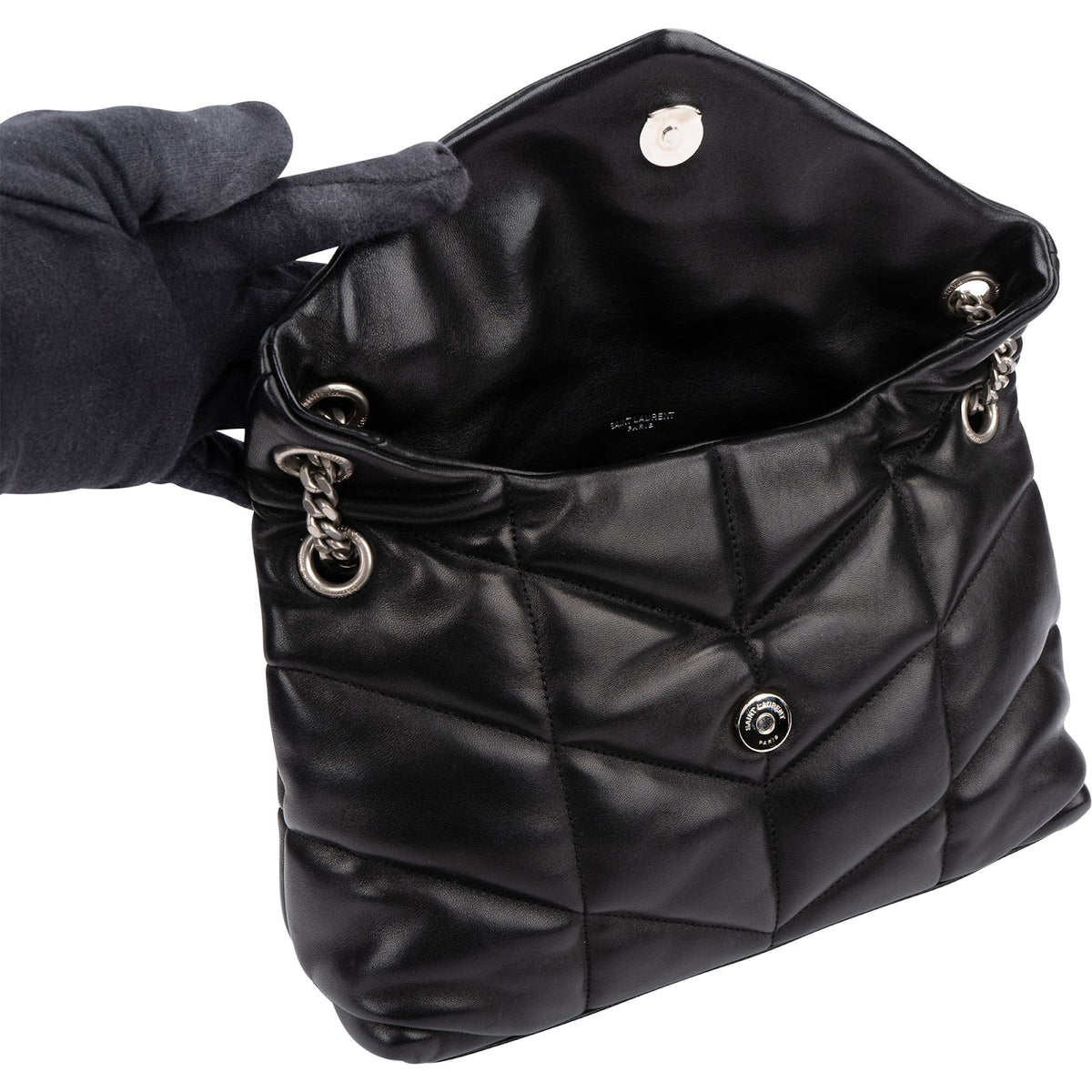 Yves Saint Laurent Loulou Puffer aus gestepptem Lammleder – Ansicht 10