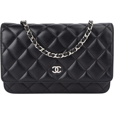 Chanel Quilted Caviar Leather Palladium Wallet On Chain Crossbody Bag